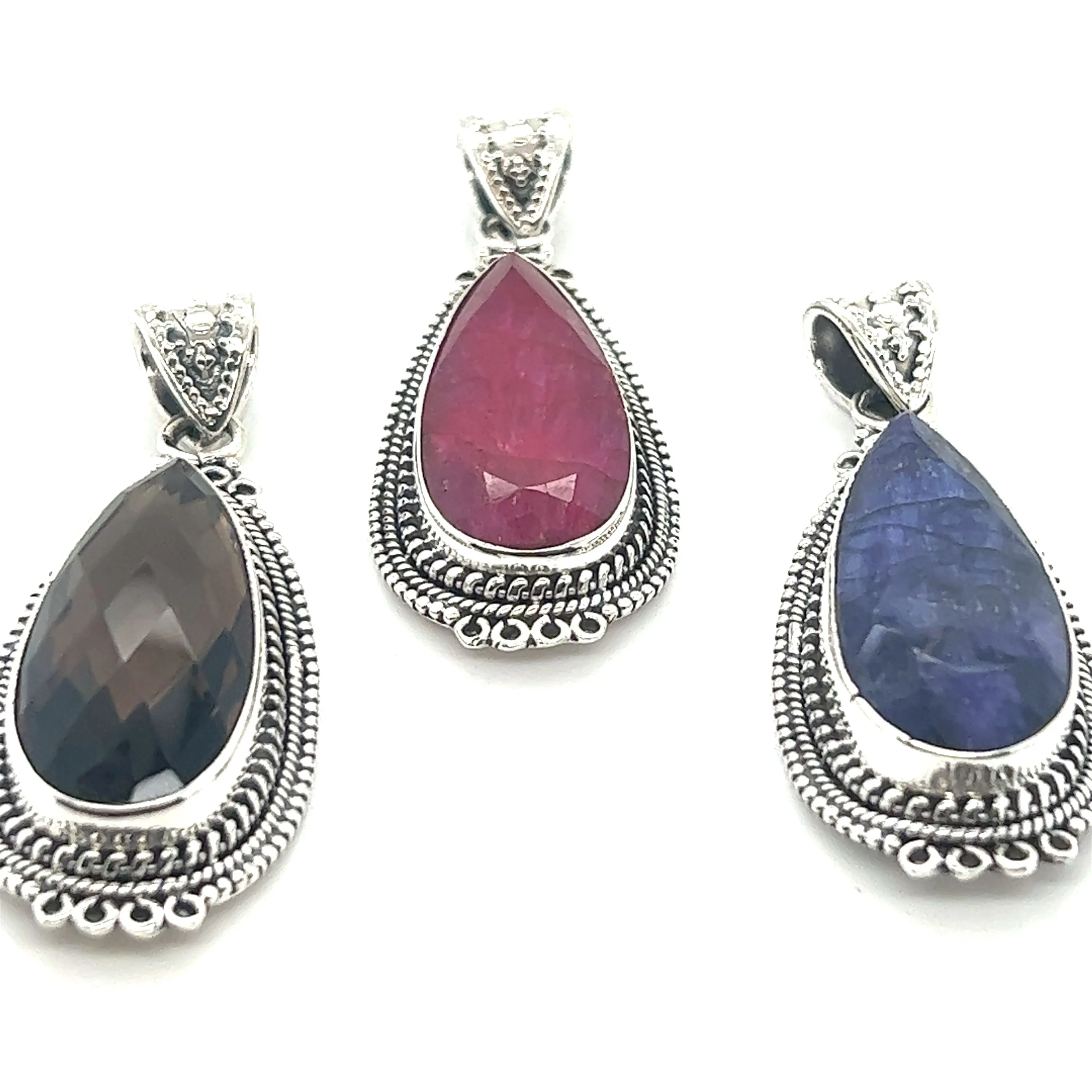 Striking Teardrop Gemstone Pendant with Beaded Detailing