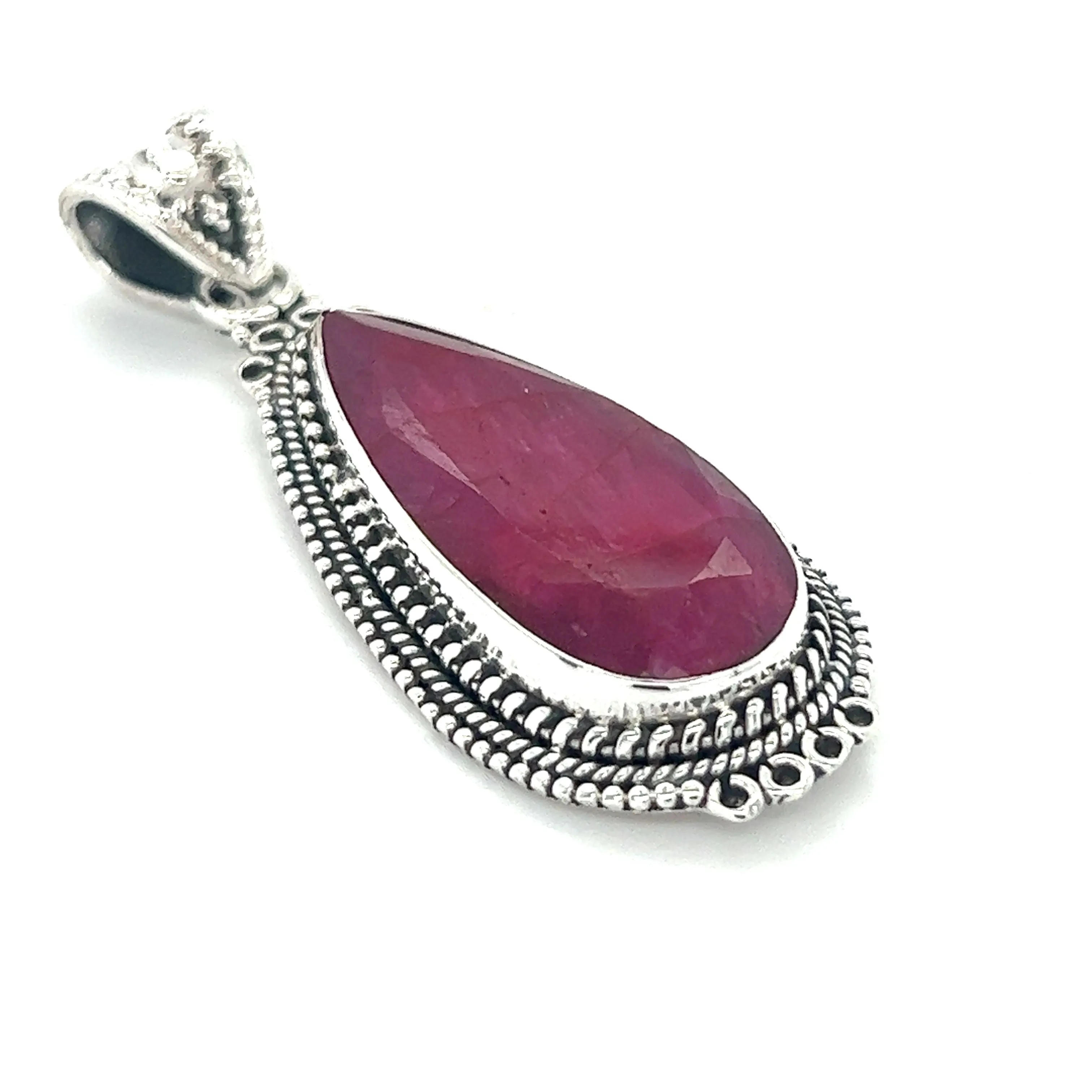 Striking Teardrop Gemstone Pendant with Beaded Detailing