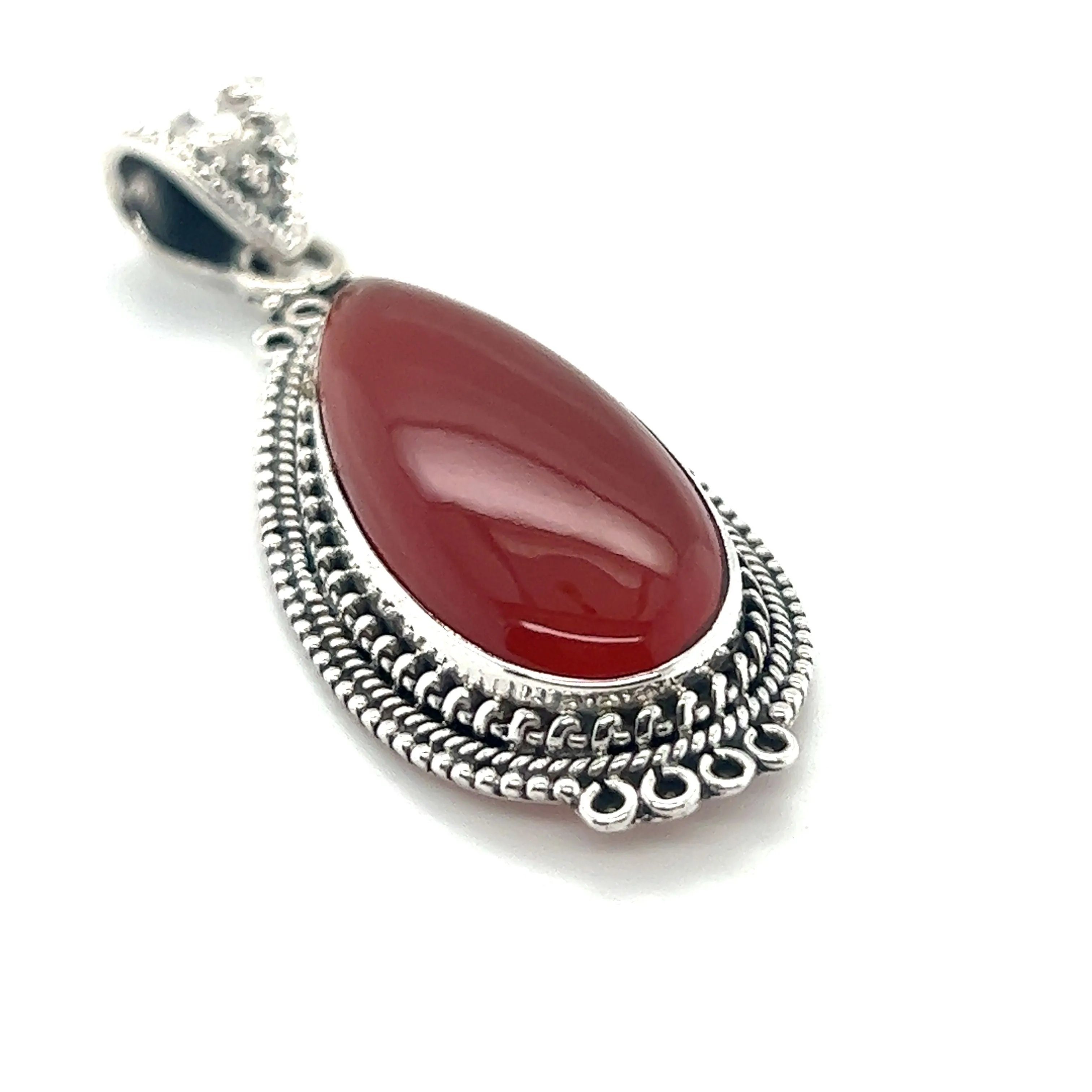 Striking Teardrop Gemstone Pendant with Beaded Detailing