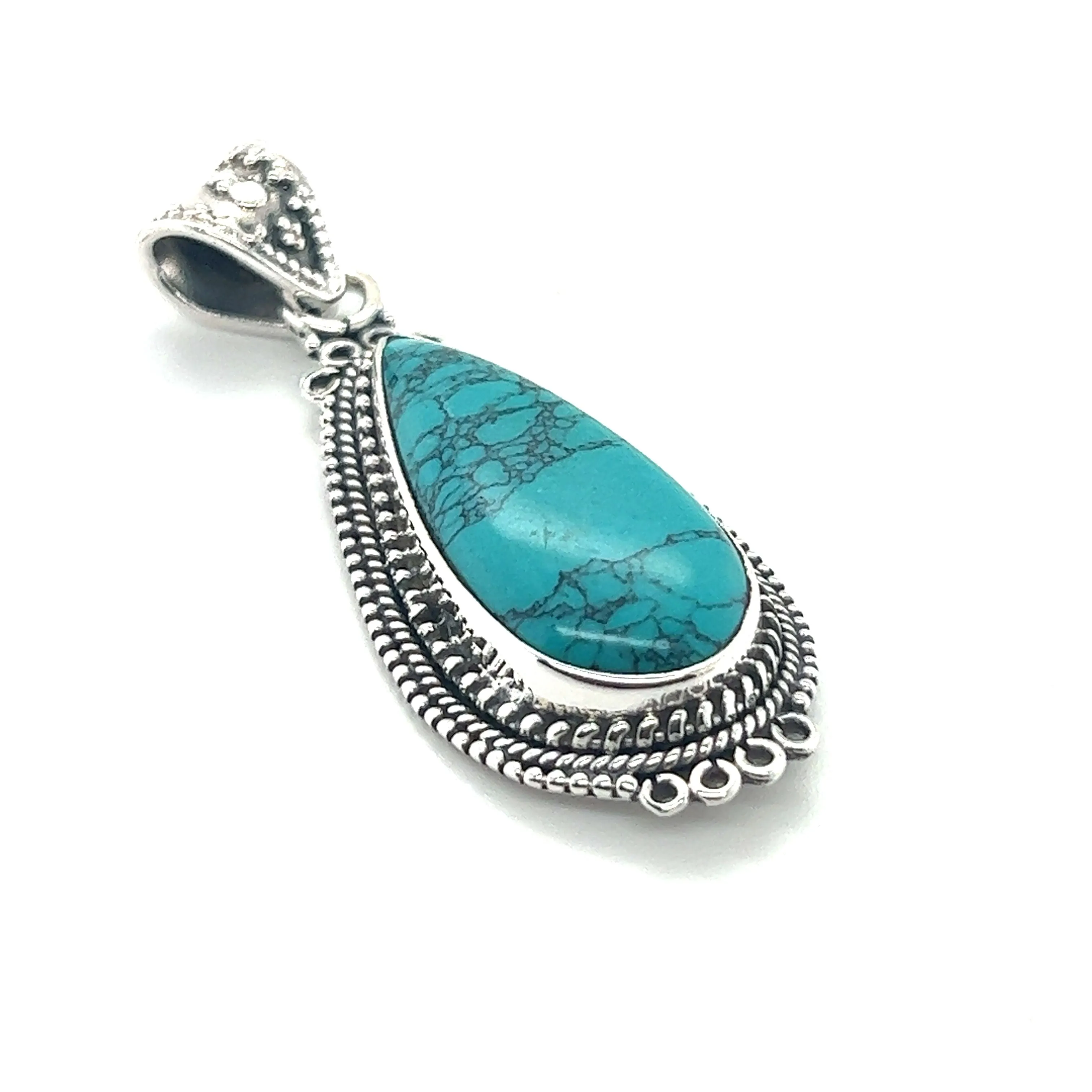 Striking Teardrop Gemstone Pendant with Beaded Detailing