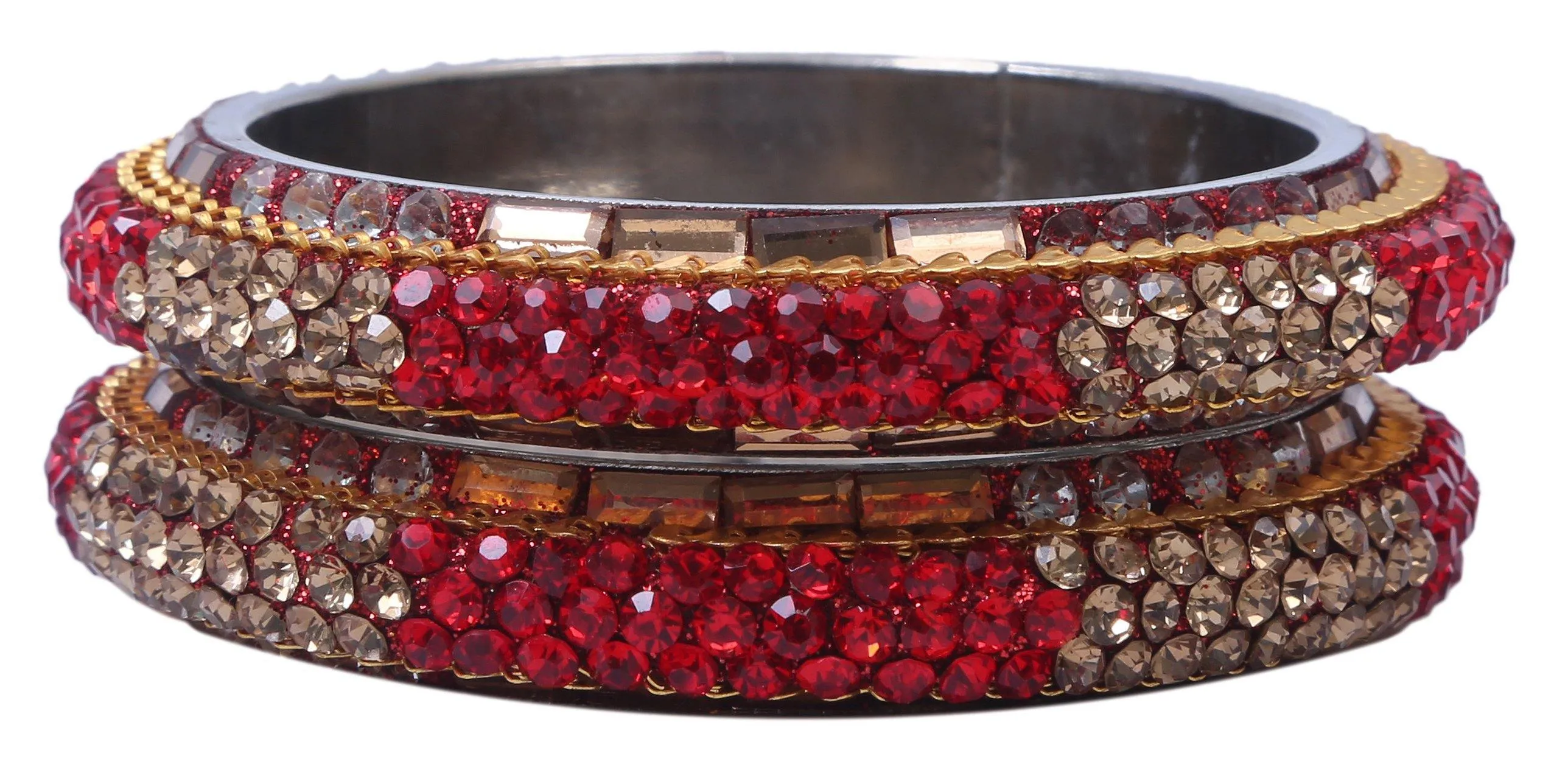 Sukriti Bollywood Fashion Stylish Party-Wear Red Brass Bangles Bracelet for Women & Girls - Set of 2