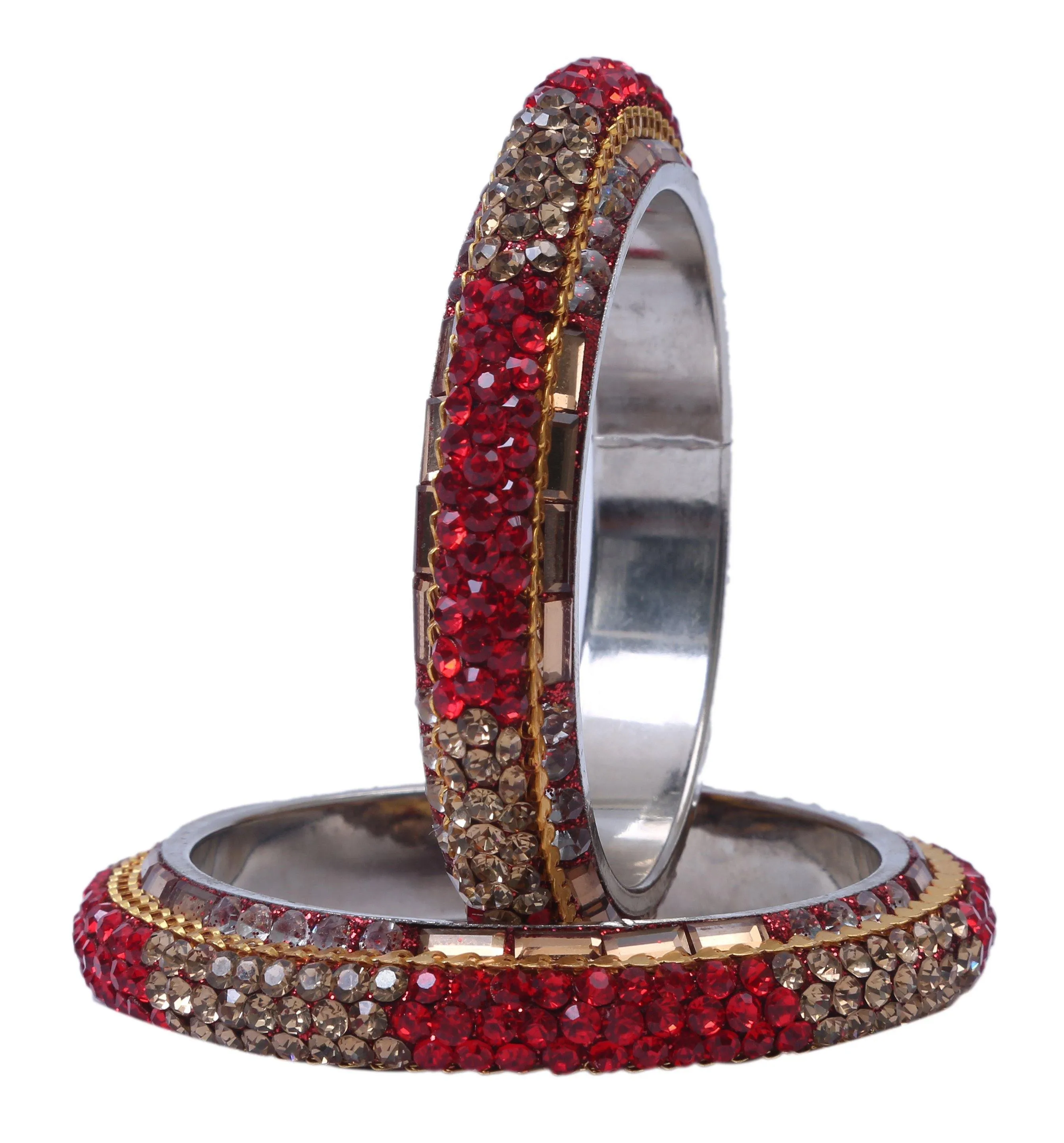 Sukriti Bollywood Fashion Stylish Party-Wear Red Brass Bangles Bracelet for Women & Girls - Set of 2