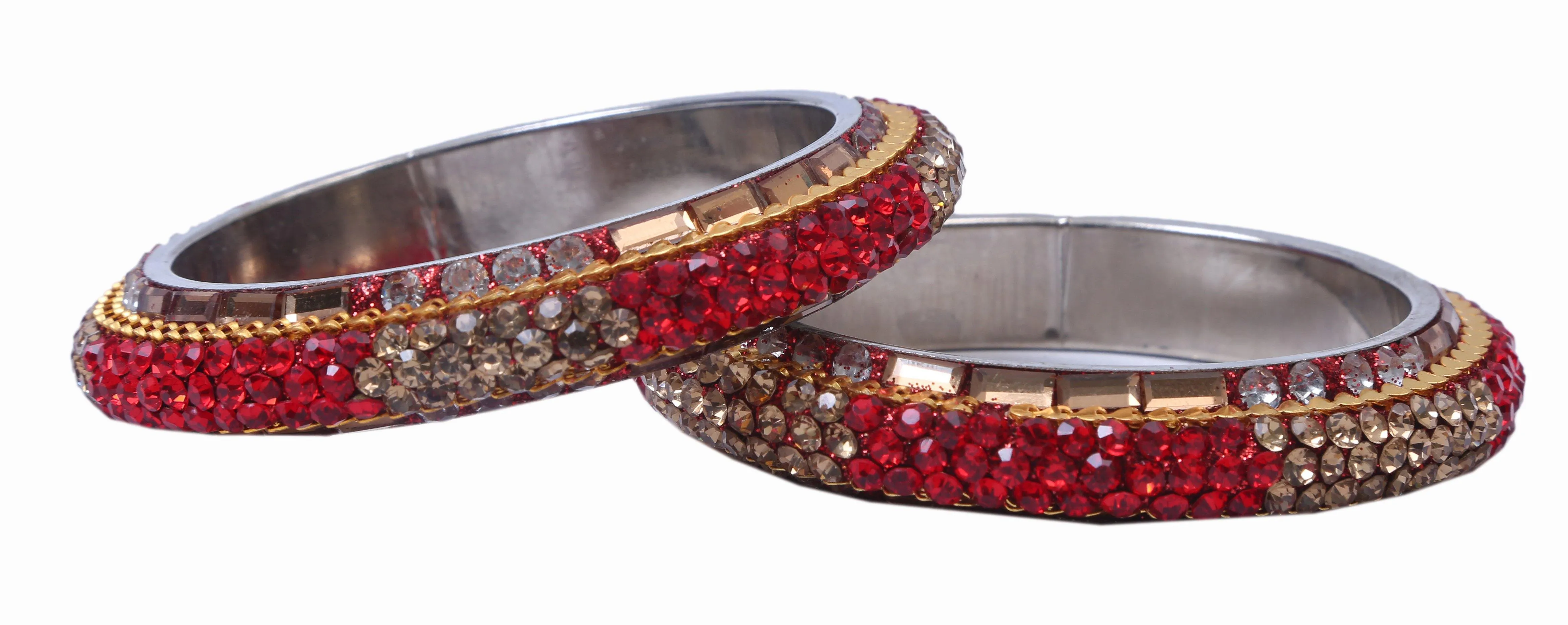 Sukriti Bollywood Fashion Stylish Party-Wear Red Brass Bangles Bracelet for Women & Girls - Set of 2