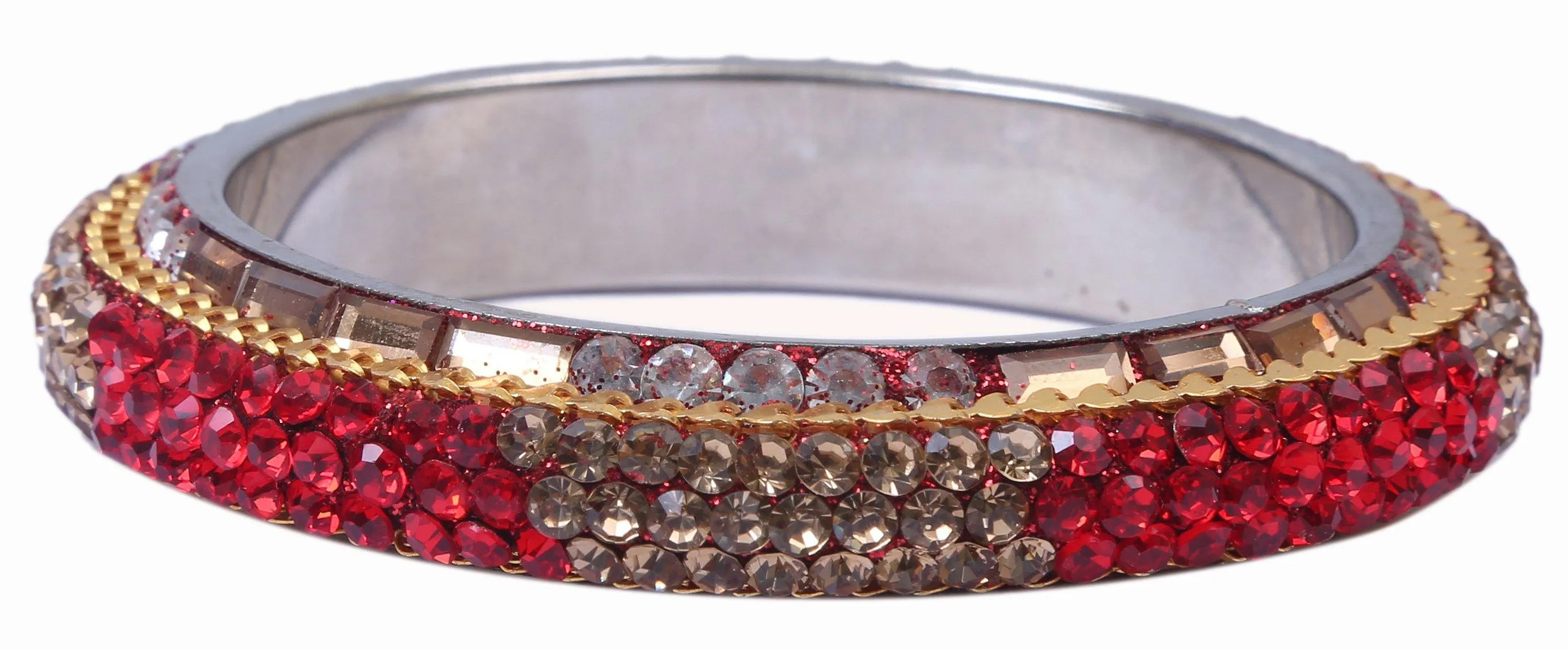 Sukriti Bollywood Fashion Stylish Party-Wear Red Brass Bangles Bracelet for Women & Girls - Set of 2