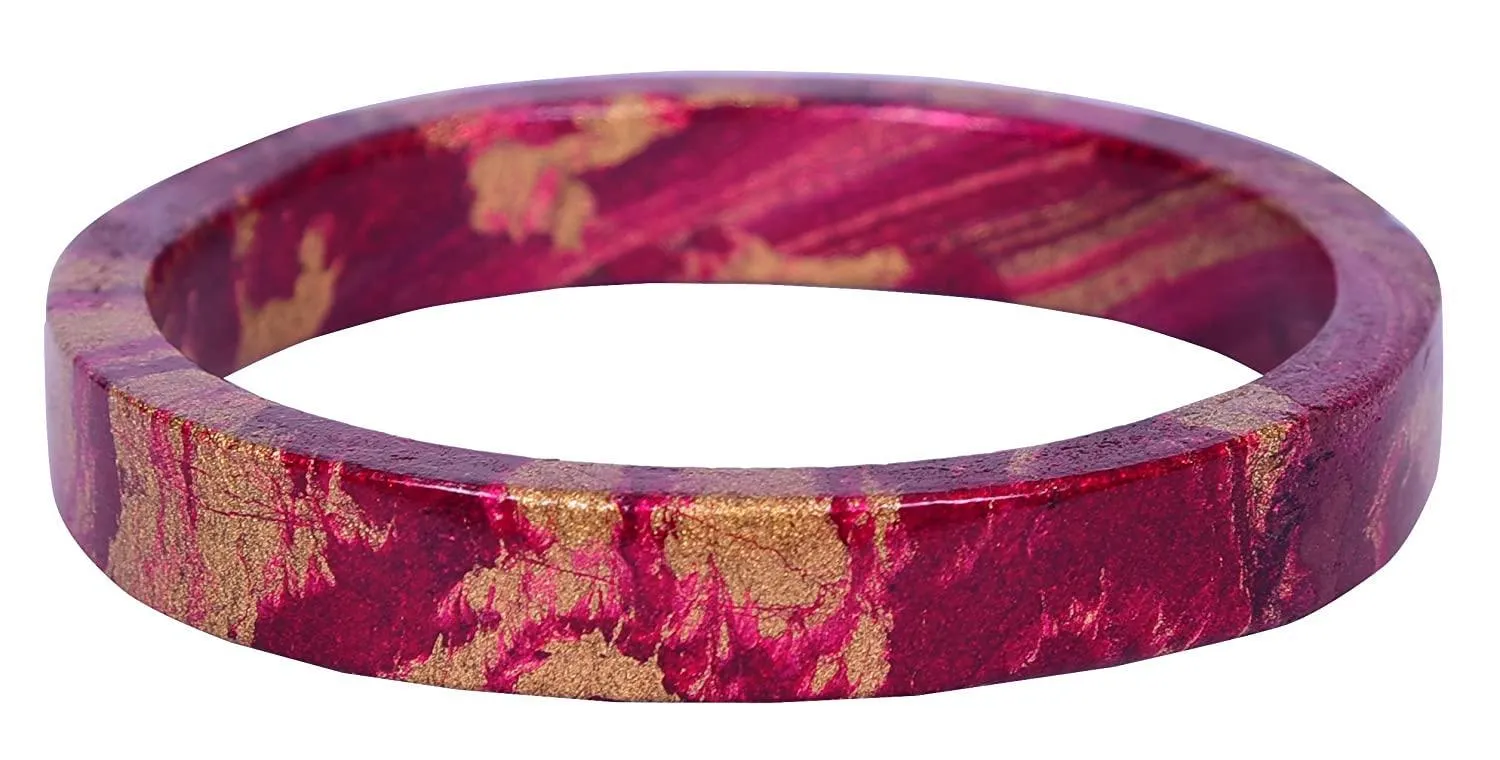 Sukriti Casual Gold-Magenta Lac Bangles for Girls, Women - Set of 2