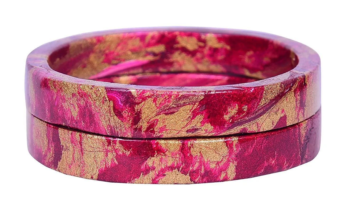 Sukriti Casual Gold-Magenta Lac Bangles for Girls, Women - Set of 2