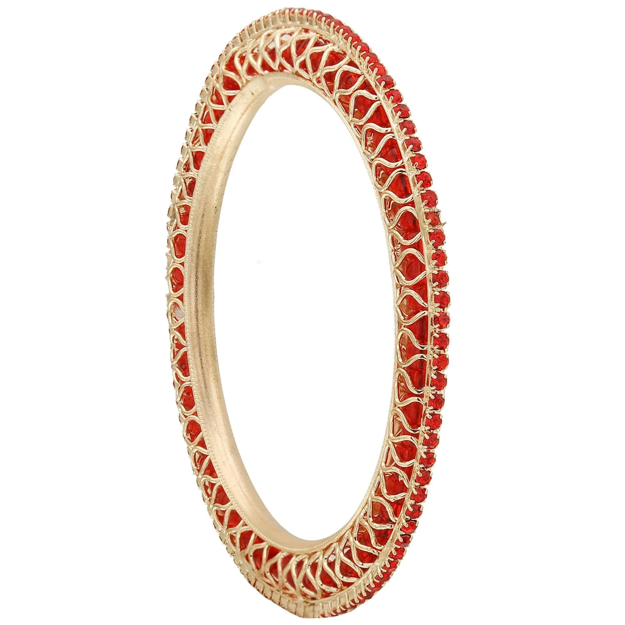 Sukriti Indian Beautiful Gold Plated Royal Red Bangadi Bangles for Women & Girls - Set of 4