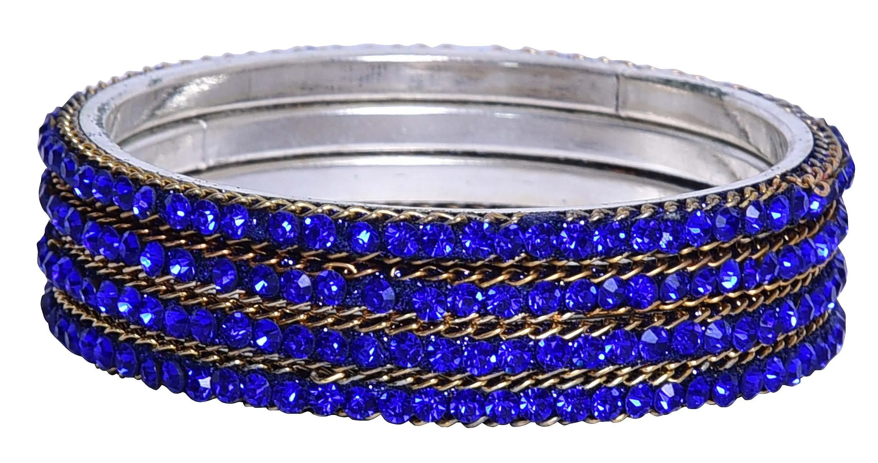Sukriti Indian Party Wear Ethnic Blue Brass Bangles for Women - Set of 4
