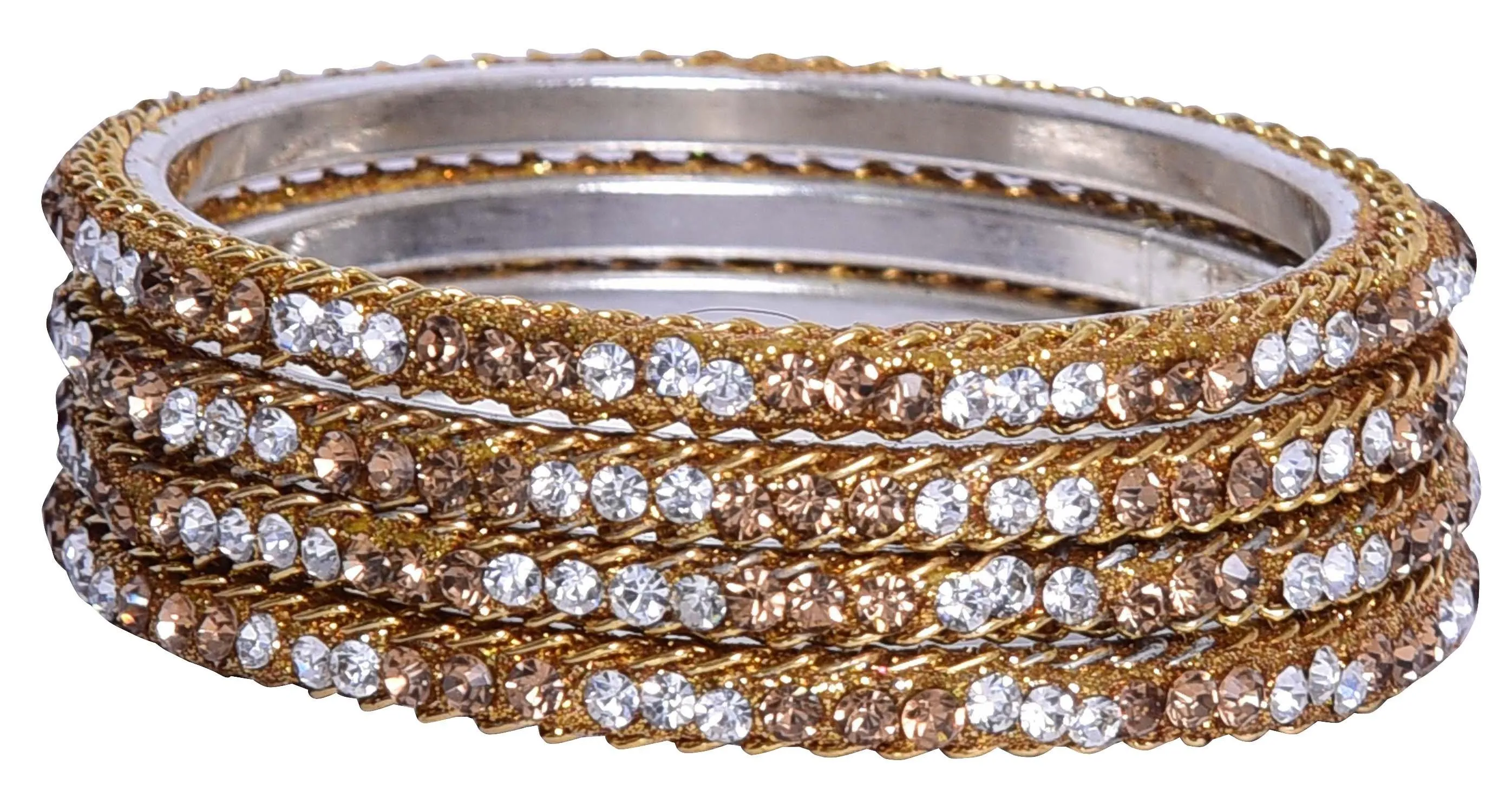 Sukriti Indian Party wear Ethnic White-Gold Brass Bangles for Women - Set of 4