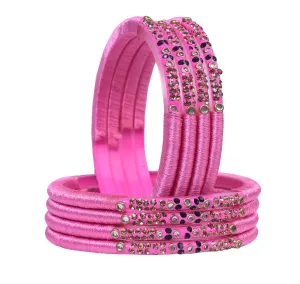 Sukriti Indian Party wear Pink Silk Thread Bangles for Women - Set of 8