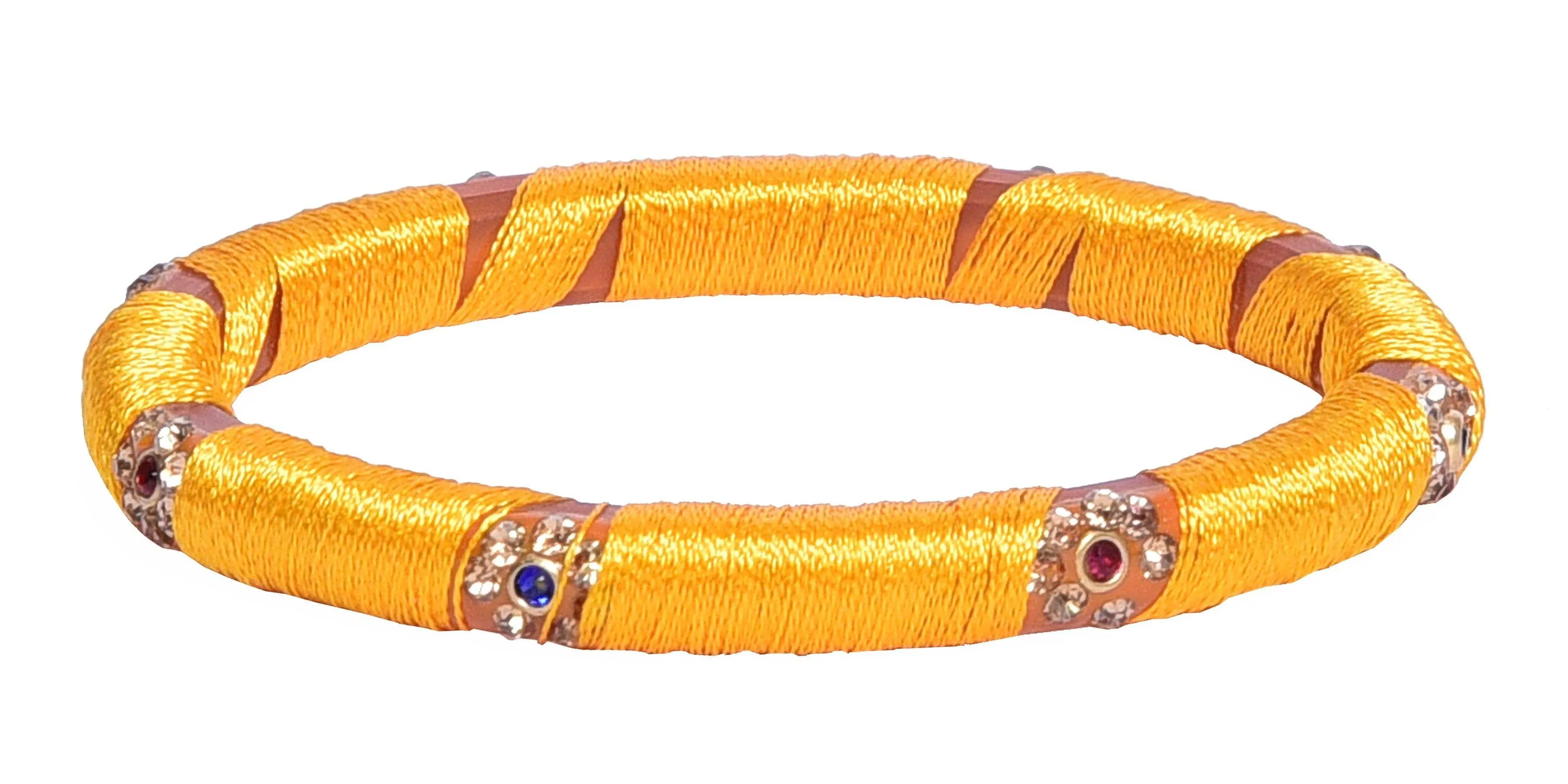 Sukriti Indian Party wear Silk Thread Acrylic Yellow Bangles for Girls, Women - Set of 4
