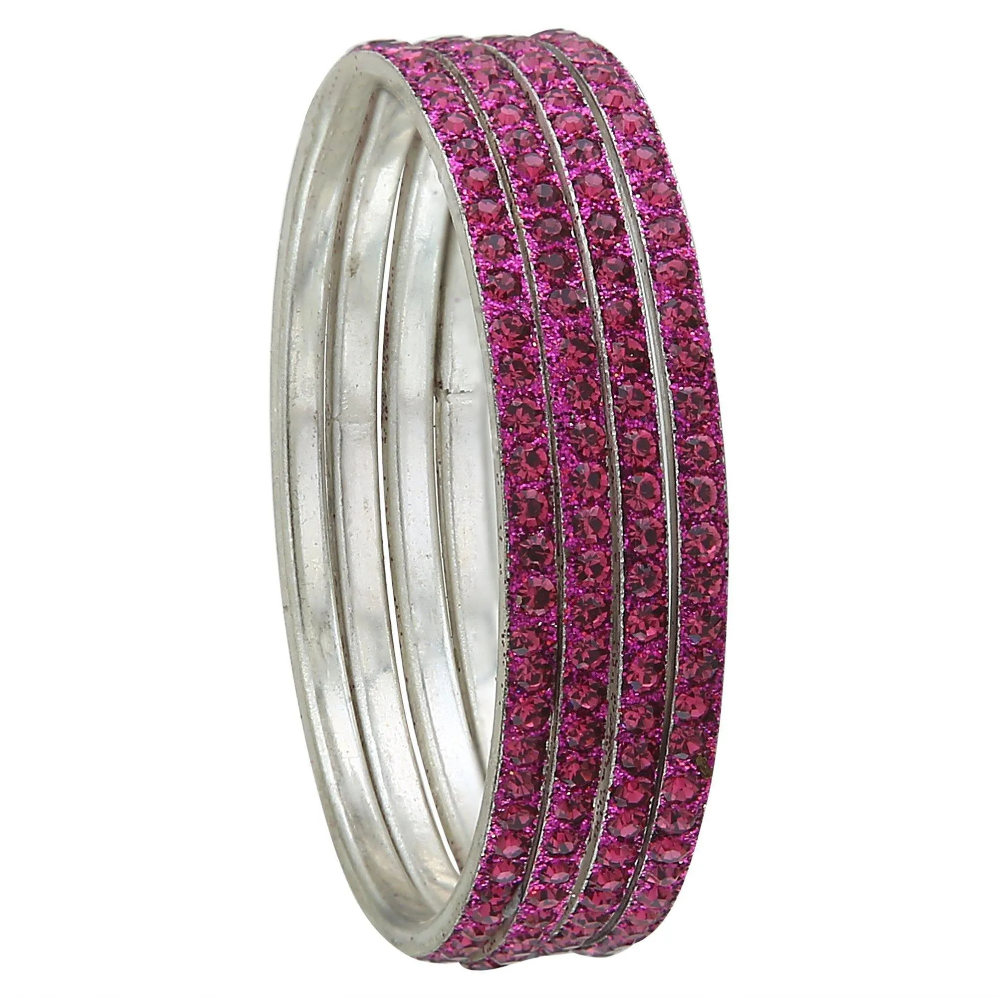 Sukriti Partywear Traditional Brass Magenta Bangles for Women - Set of 4