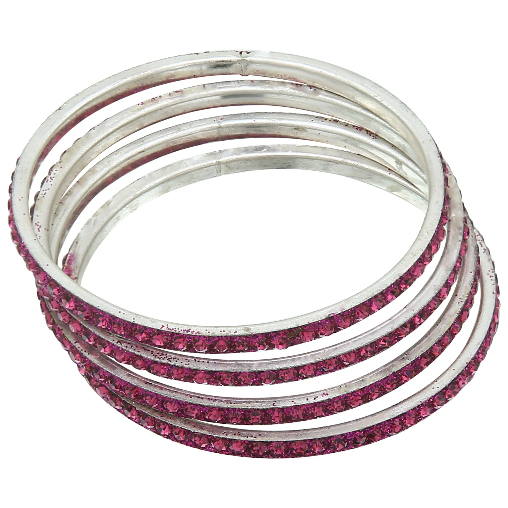 Sukriti Partywear Traditional Brass Magenta Bangles for Women - Set of 4