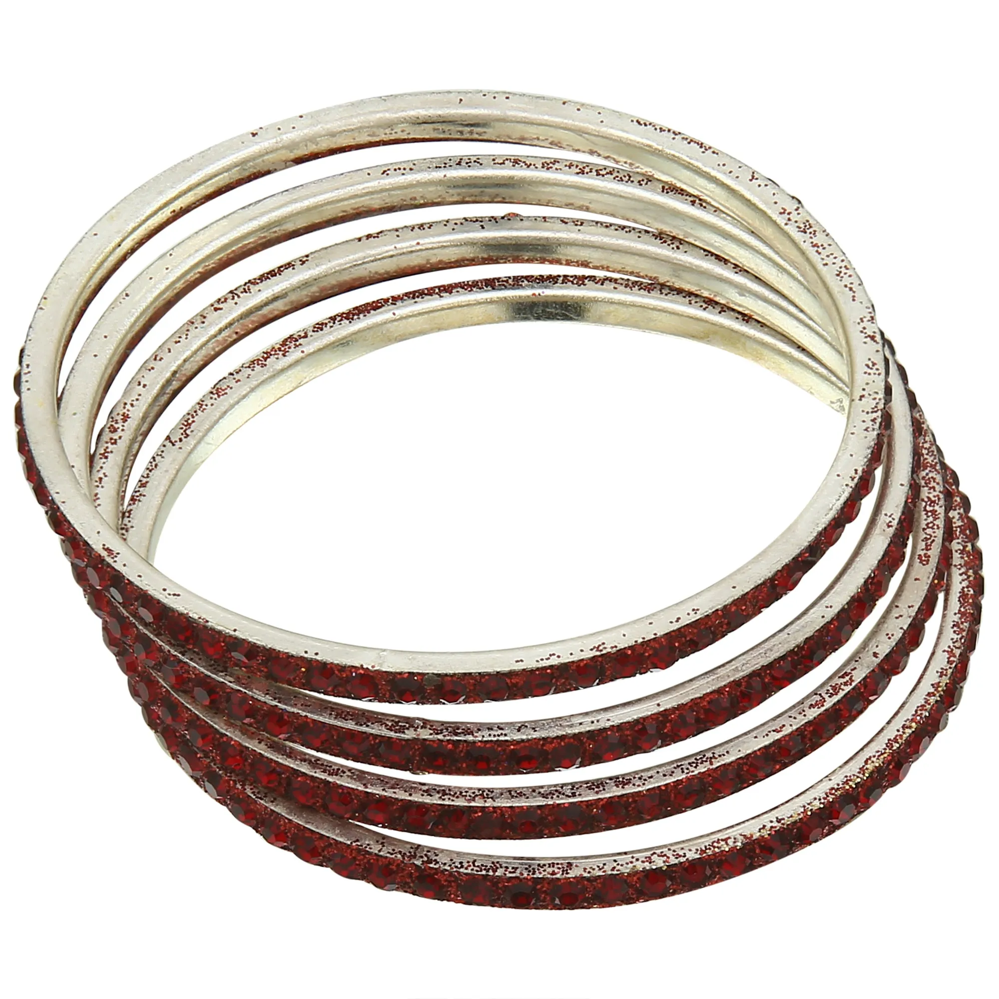 Sukriti Partywear Traditional Brass Maroon Bangles for Women - Set of 4