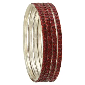 Sukriti Partywear Traditional Brass Maroon Bangles for Women - Set of 4