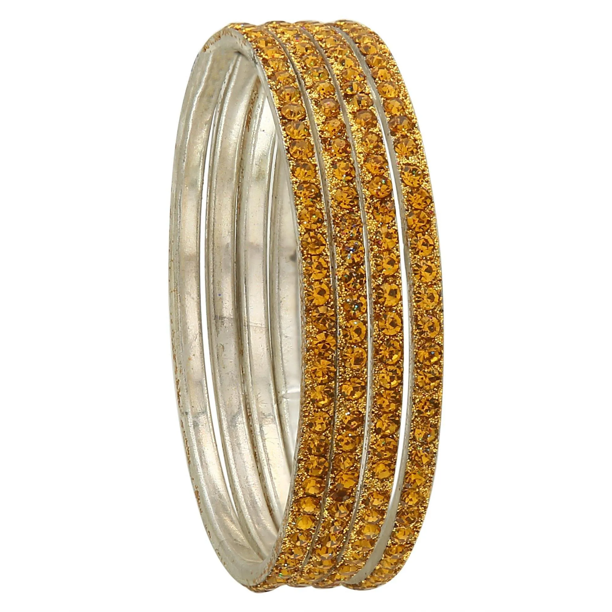 Sukriti Partywear Traditional Brass Yellow Bangles for Women - Set of 4
