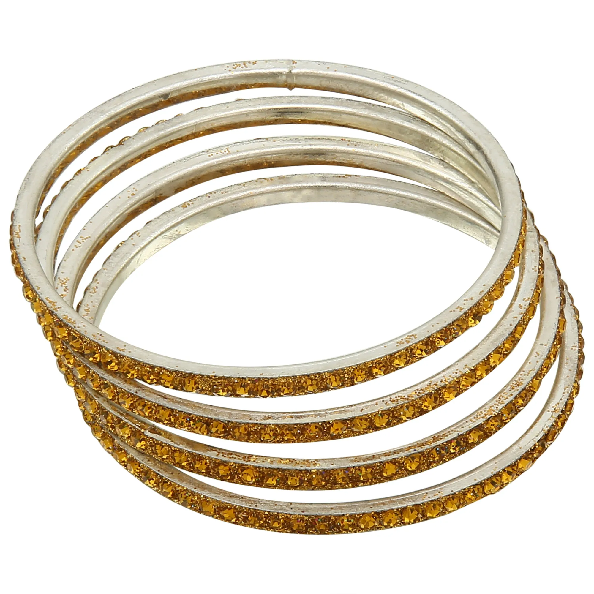 Sukriti Partywear Traditional Brass Yellow Bangles for Women - Set of 4