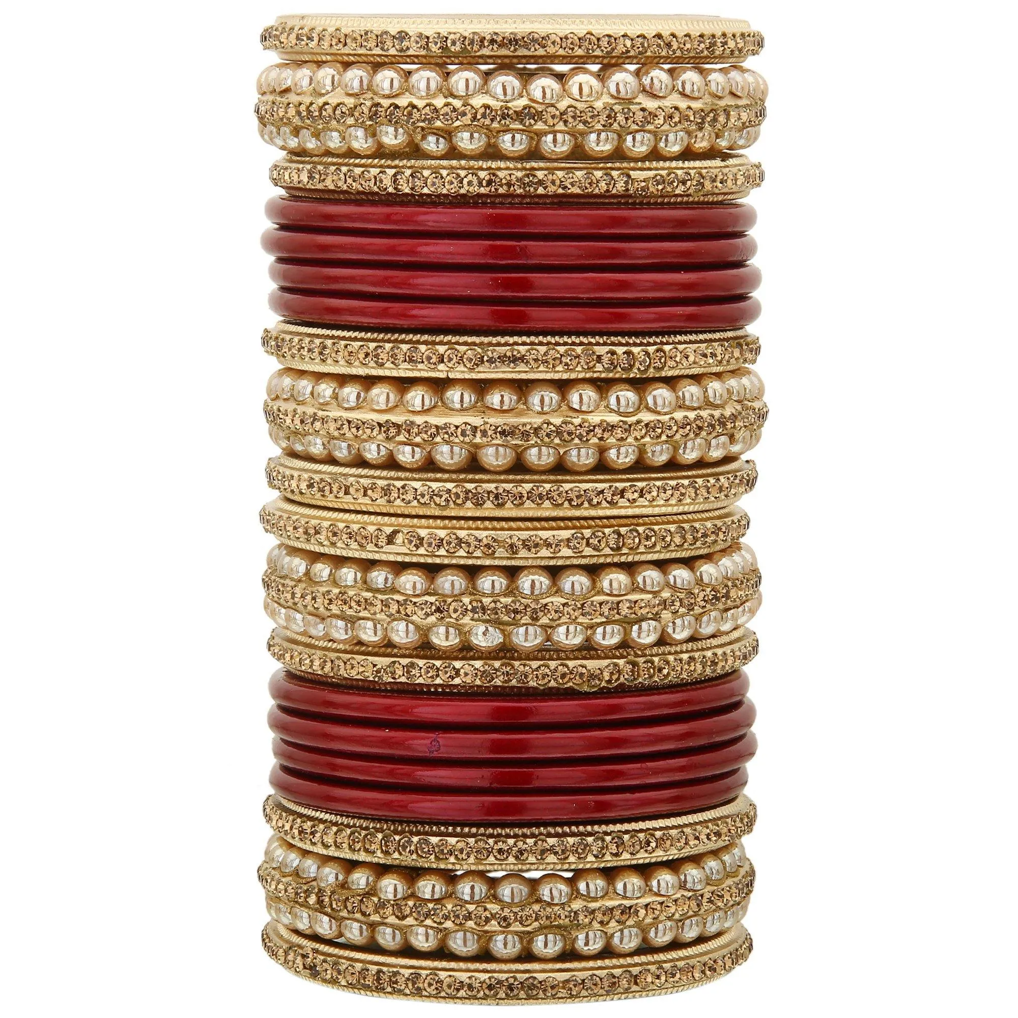 Sukriti Rajasthani Bridal Maroon Golden Lac Chura Bangles for Women - Set of 20