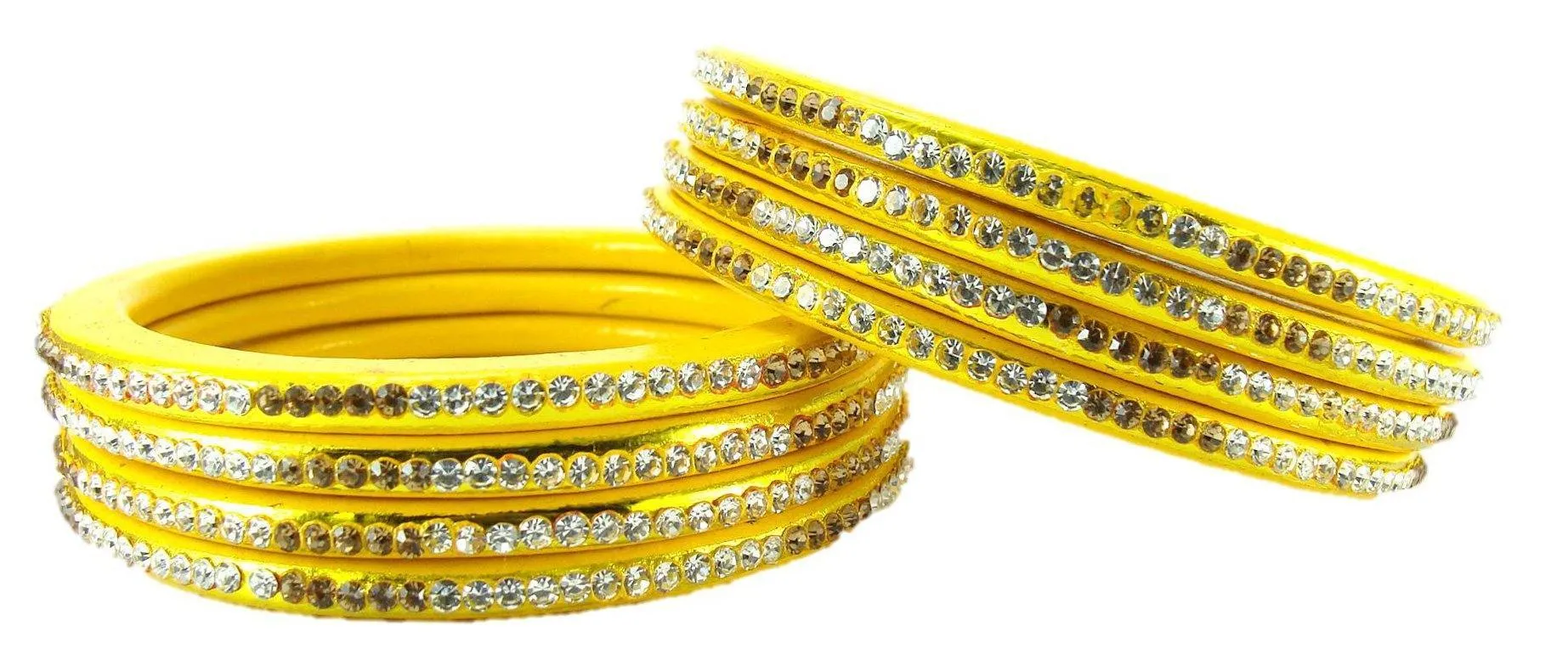 Sukriti Rajasthani Ethnic Yellow Lac Bangles for Women - Set of 8