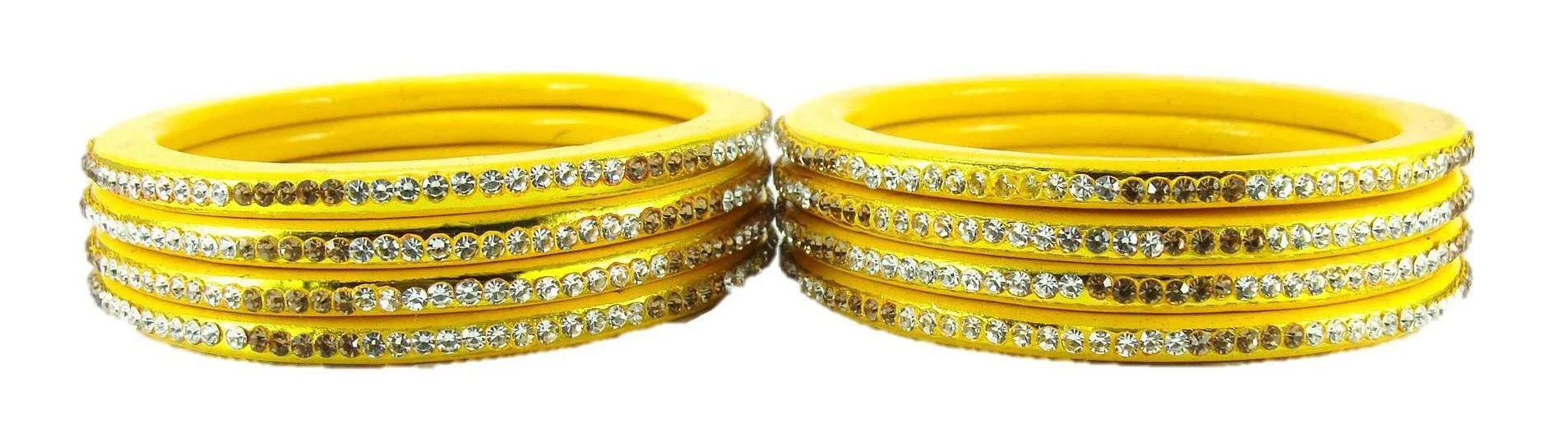 Sukriti Rajasthani Ethnic Yellow Lac Bangles for Women - Set of 8