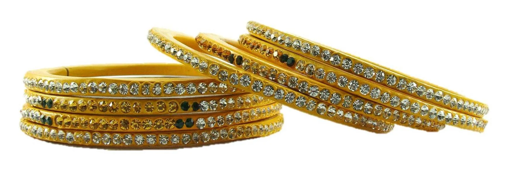 Sukriti Rajasthani Festive Yellow Lac Bangles for Women - Set of 8