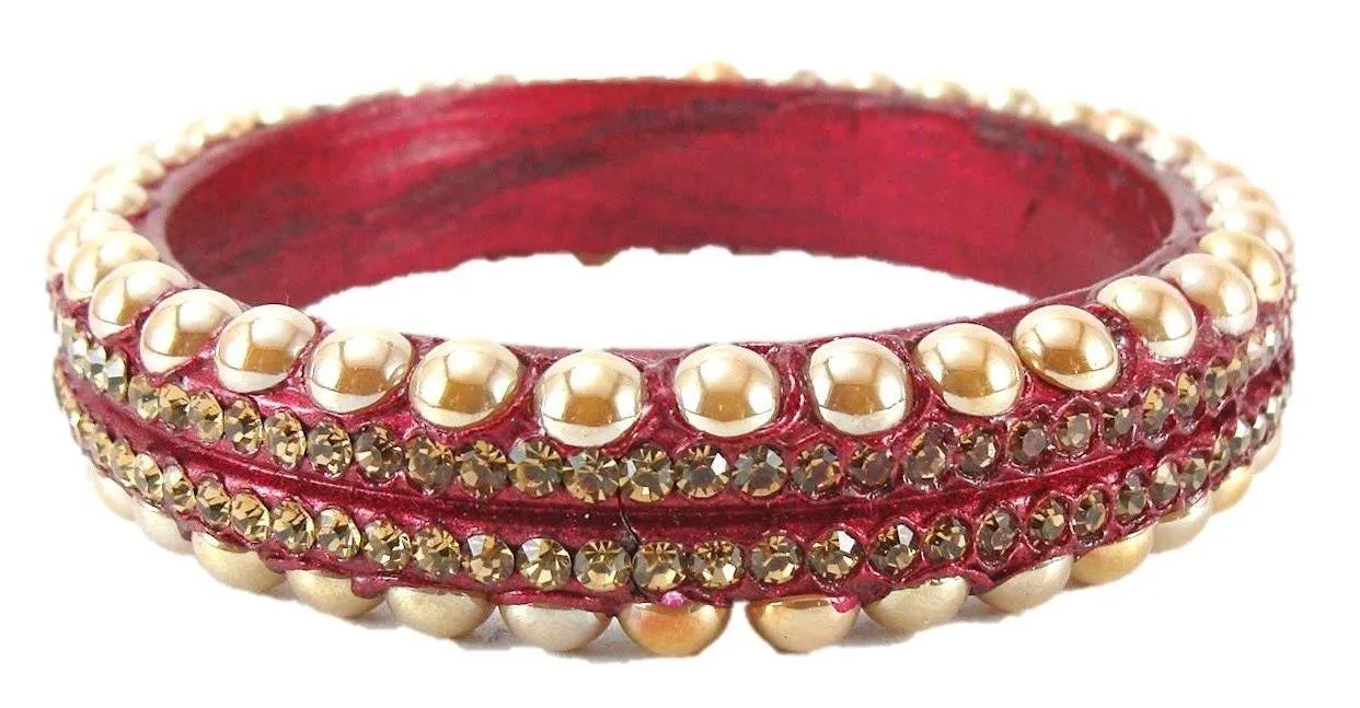 Sukriti Rajasthani Wedding Maroon Lac Bangles for Women - Set of 6