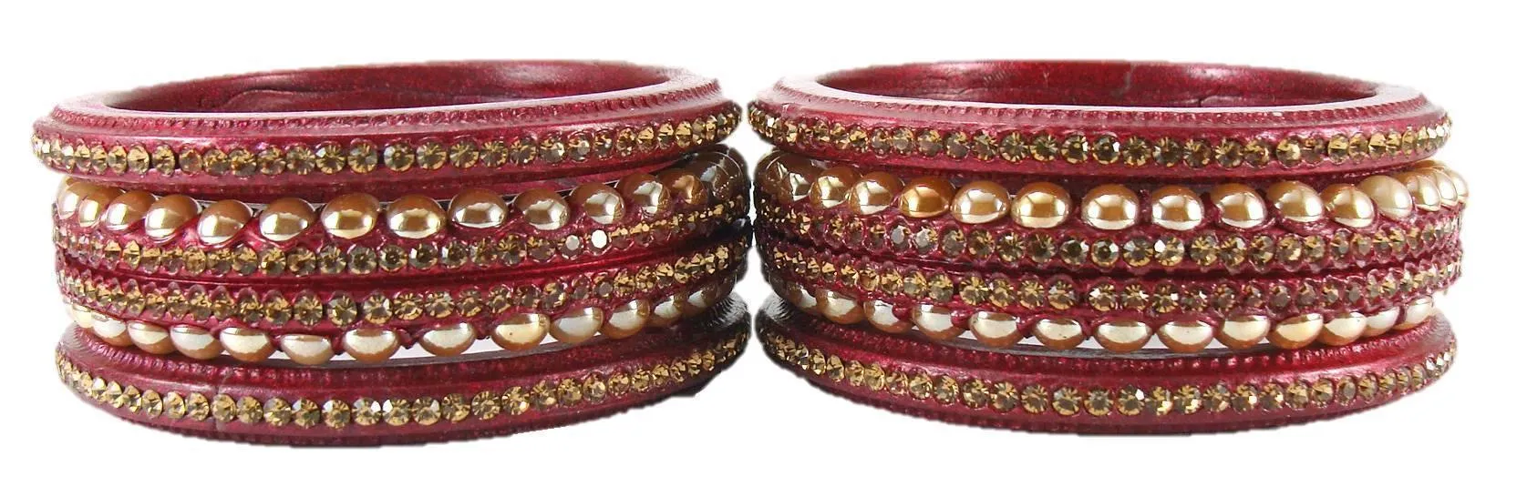 Sukriti Rajasthani Wedding Maroon Lac Bangles for Women - Set of 6