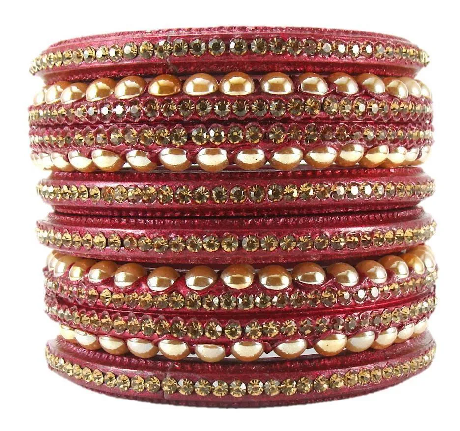 Sukriti Rajasthani Wedding Maroon Lac Bangles for Women - Set of 6