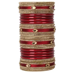 Sukriti Rajasthani Wedding Silk Thread Lac Chuda Maroon Bangles Bridal Jewelry for Women - Set of 20