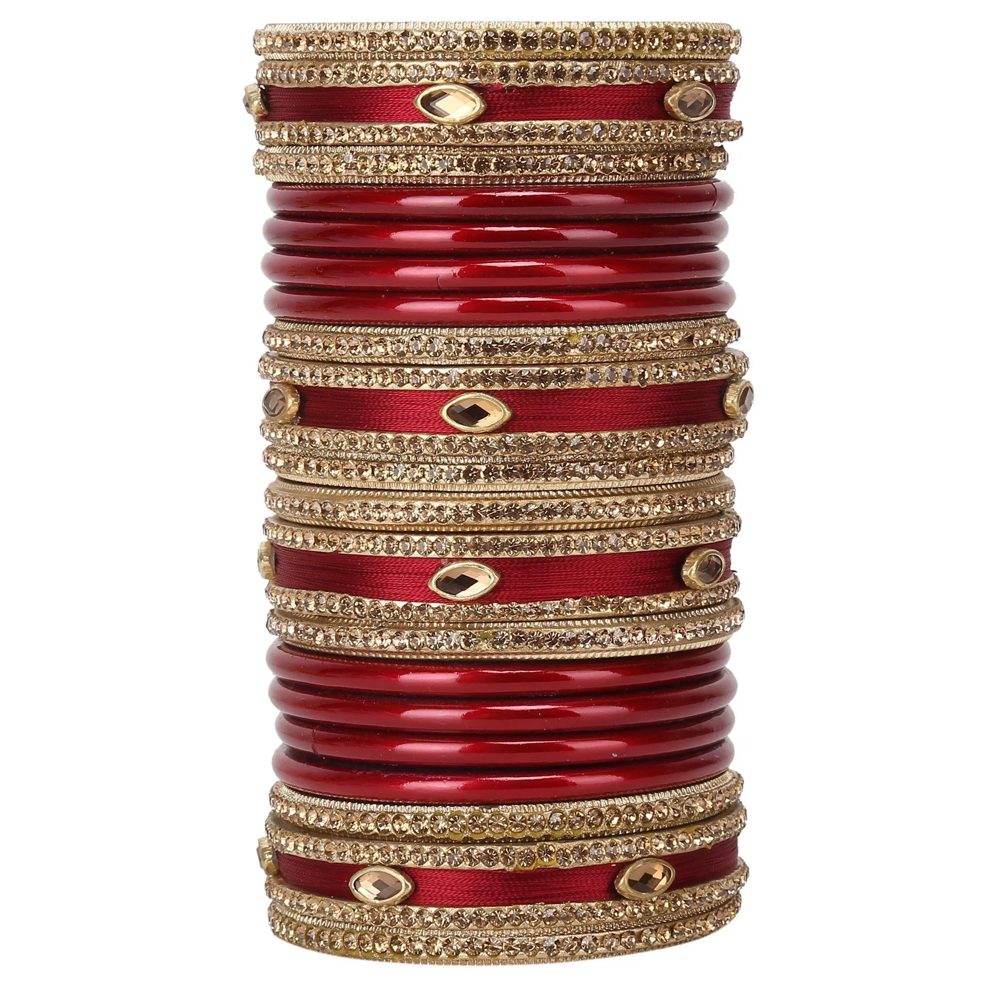 Sukriti Rajasthani Wedding Silk Thread Lac Chuda Maroon Bangles Bridal Jewelry for Women - Set of 20