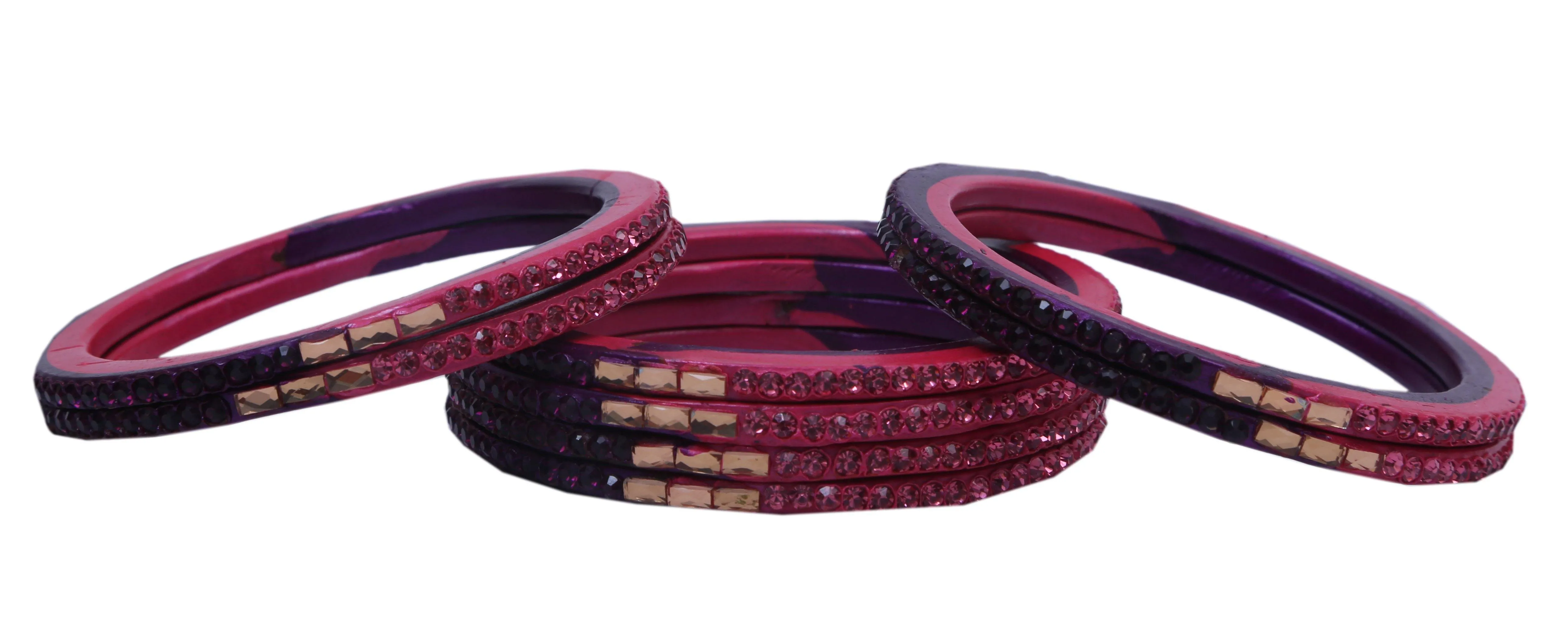 Sukriti Traditional Pink-Purple Lac Bangles for Women - Set of 8