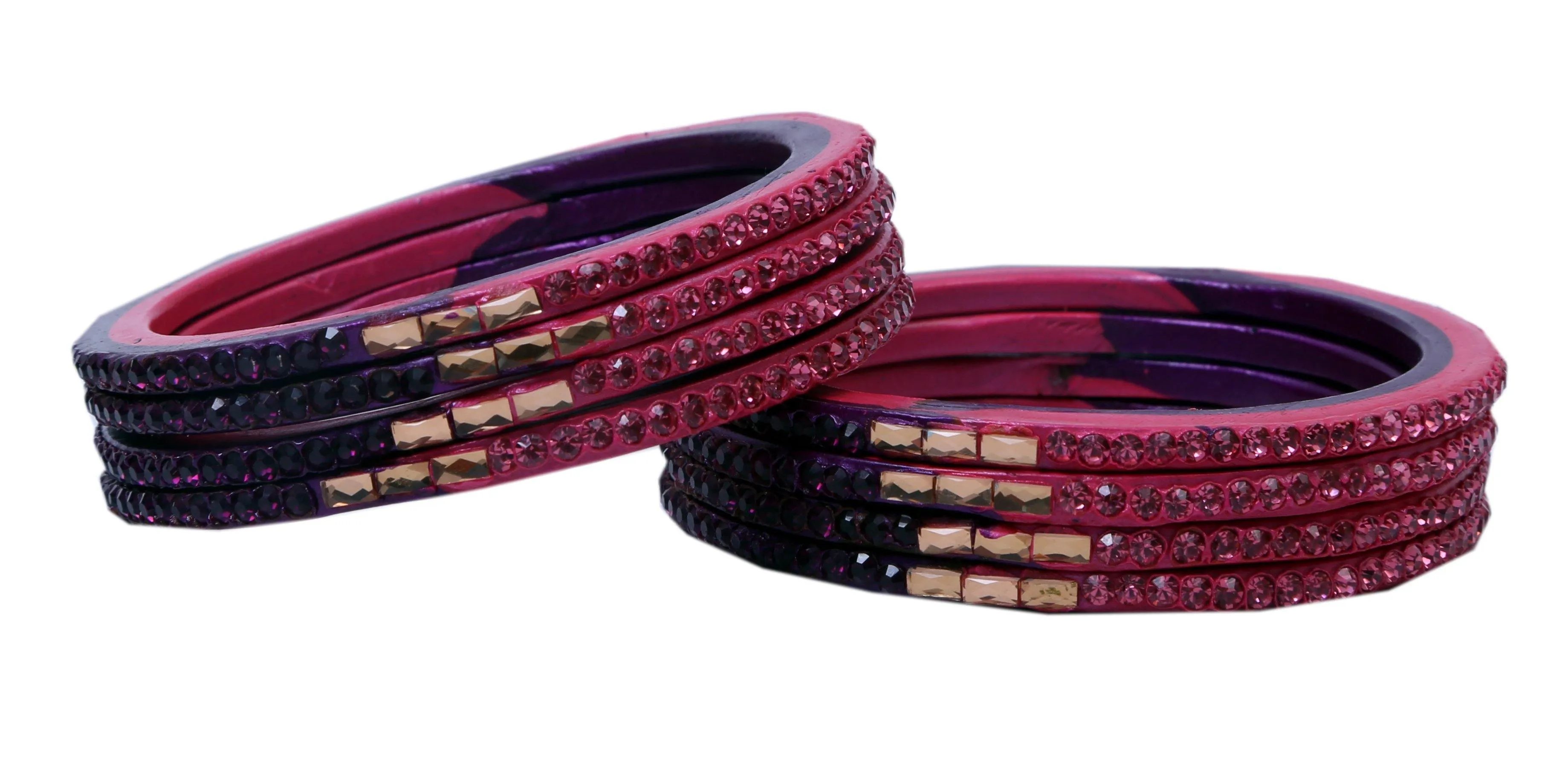 Sukriti Traditional Pink-Purple Lac Bangles for Women - Set of 8