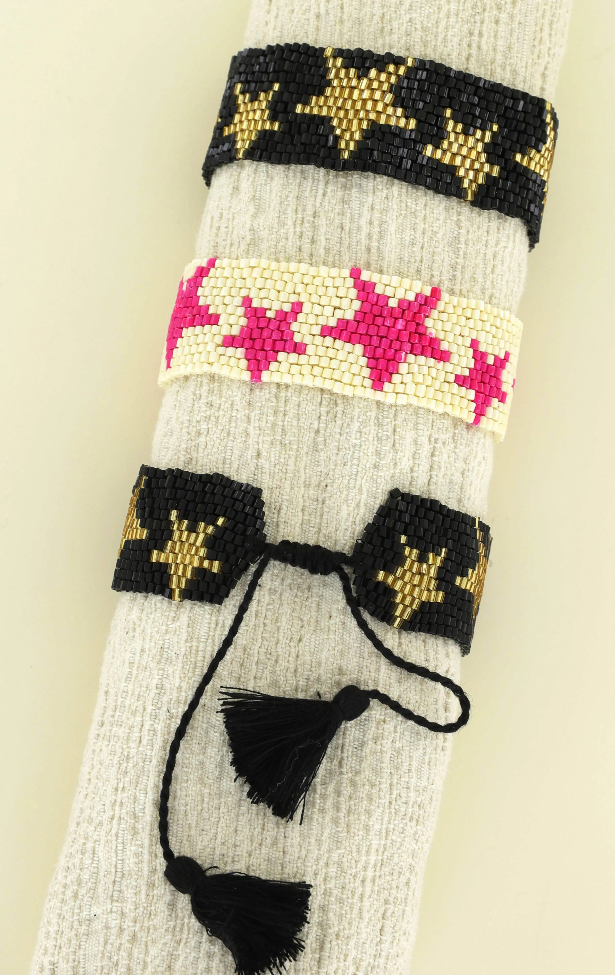 Tassel Pull Cord Star Pattern Beaded Bracelet
