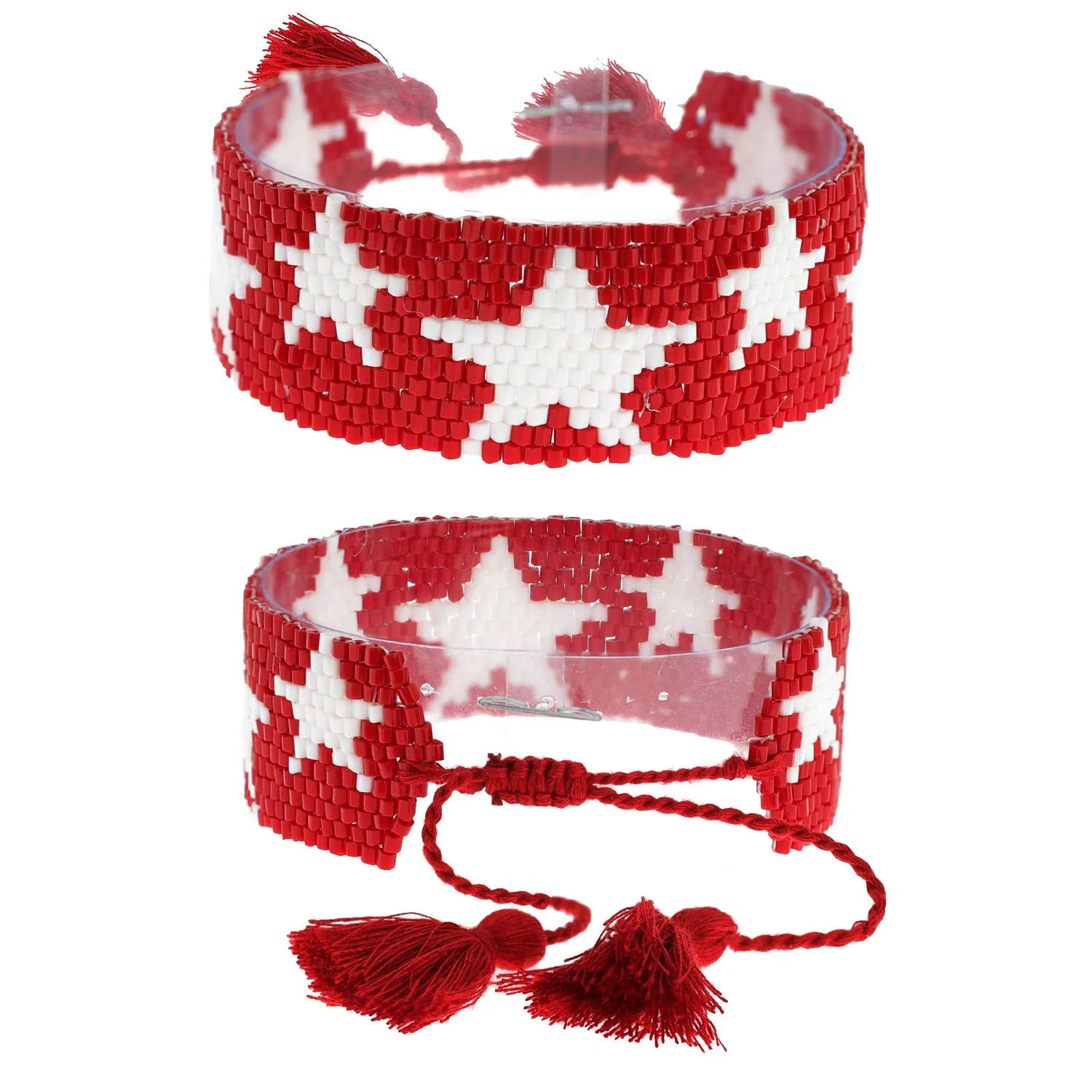 Tassel Pull Cord Star Pattern Beaded Bracelet