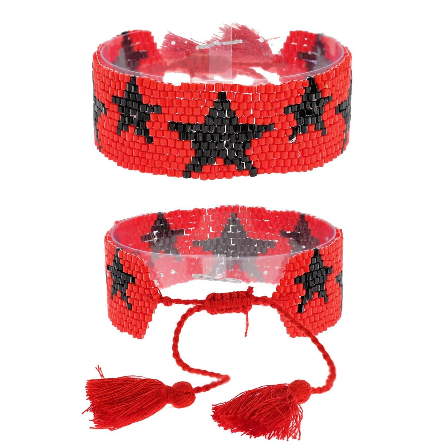 Tassel Pull Cord Star Pattern Beaded Bracelet