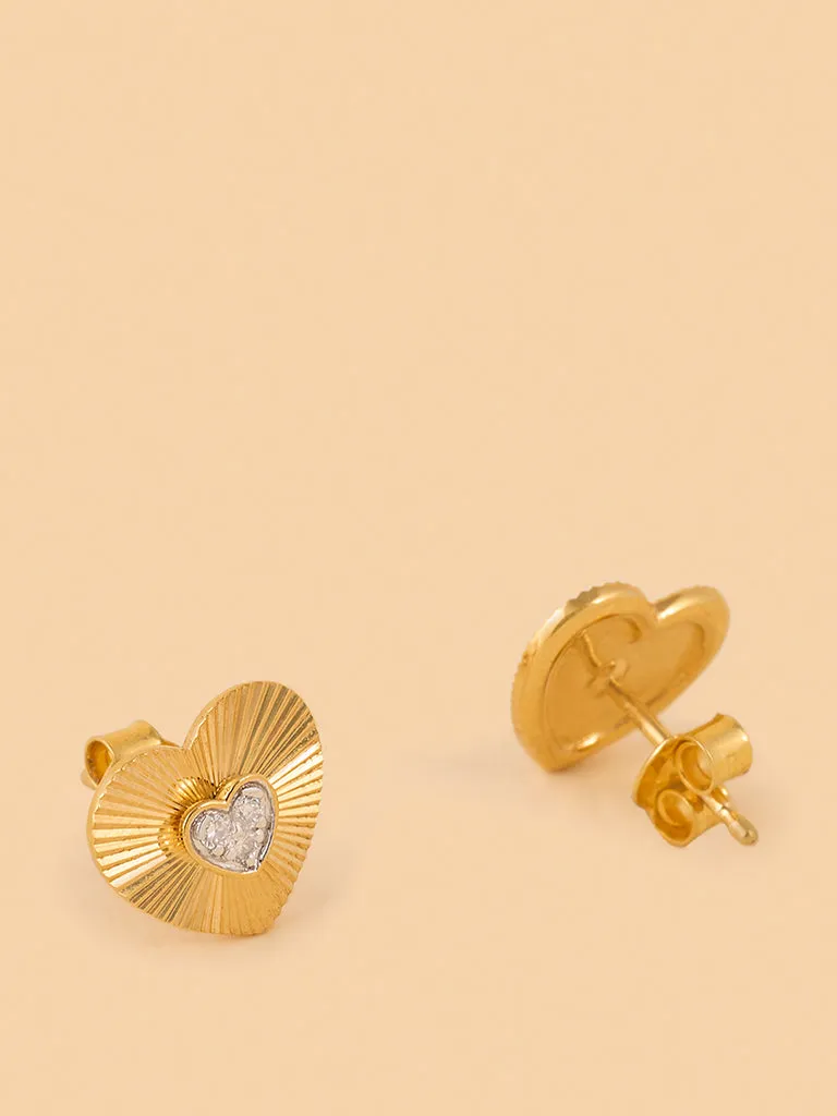Westside X Pome Dainty Lab Diamond Metal Halo Heart Studs