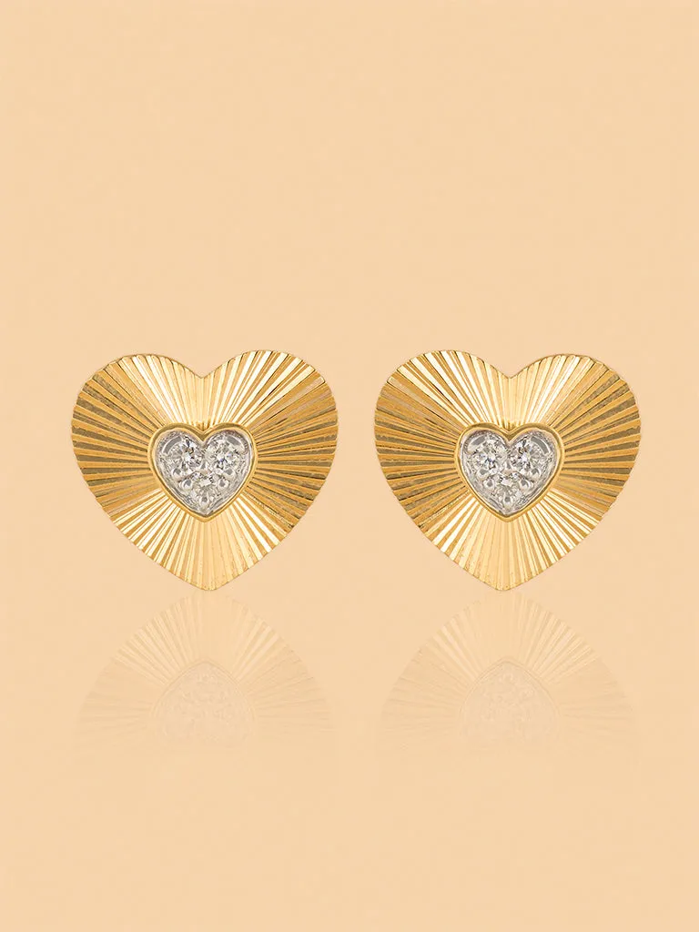Westside X Pome Dainty Lab Diamond Metal Halo Heart Studs