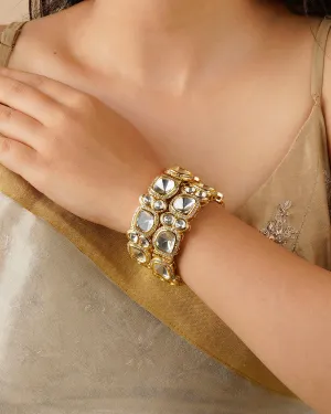 White Color Gold Plated Faux Diamond Bangles - CZBANGLE40Y