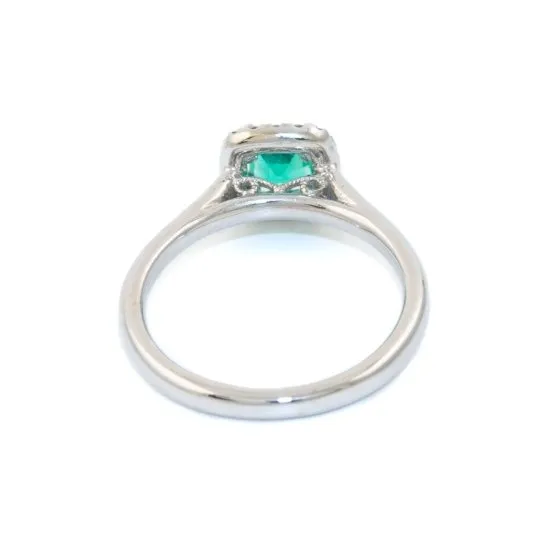 White Gold Emerald x Pave Diamond Ring