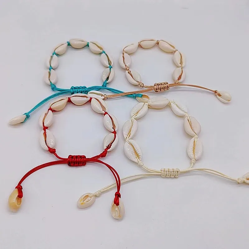 Wholesale Bohemian Colored Rope Braided Natural Shell Bracelets