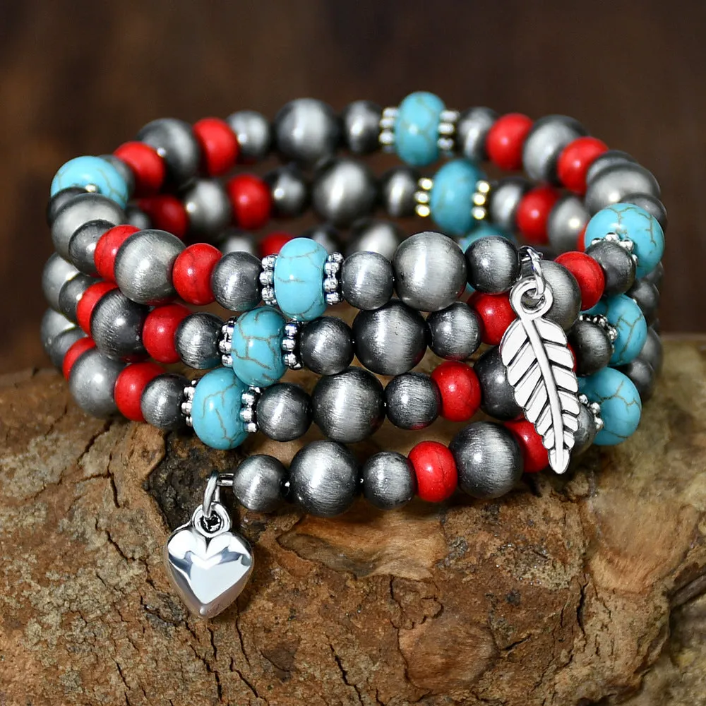 Wholesale Vintage Bohemian Heart Beaded Bracelet