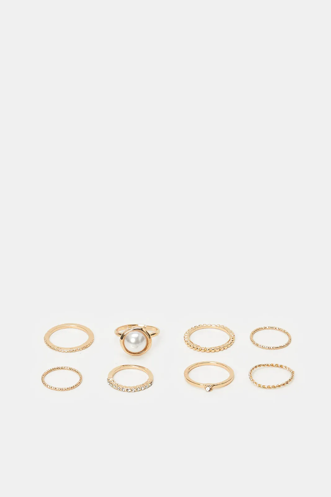 Women Gold Embellished Ring Set (8 Piece)