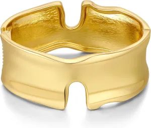 WOWORAMA Gold Chunky Bangle Bracelets For Women Wide Statement Bangles Bracelet Hinged Open Cuff Bangles Trendy Chunky Bracelets Jewelry